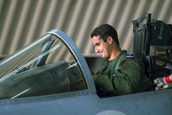 Prince Khaled bin Salman in the cockpit of his F15 fighter jet