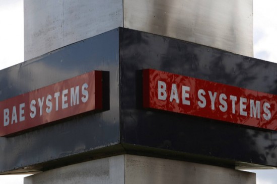A BAE systems sign is seen outside the company's Warton site near Preston